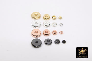 Rose Gold Silver Black Textured Rondelle Flat Metal Heishi Beads
